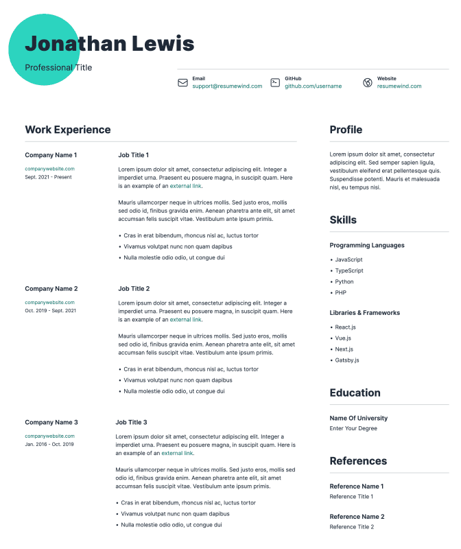 Resume Template Alpha