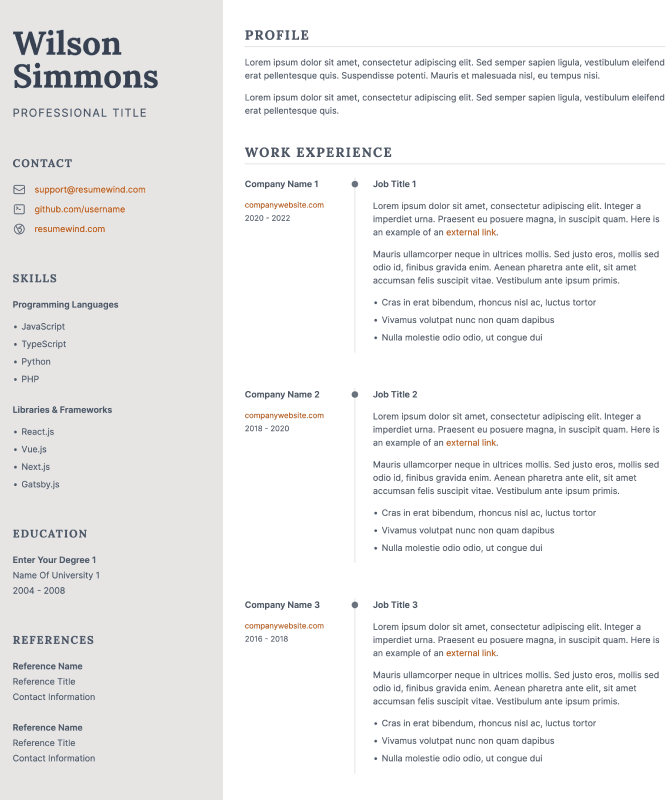 Resume Template Delta