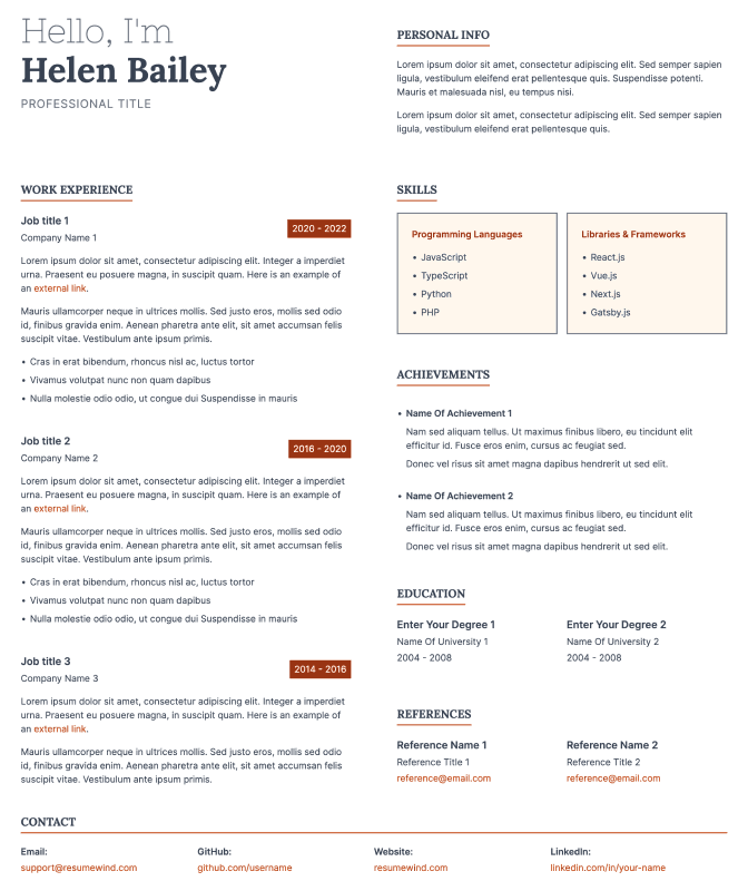 Resume Template Echo